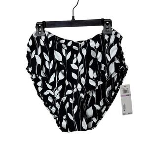 Anne Cole Plus Size 22W Convertible Bikini Bottom Black White‎ High Waist NEW